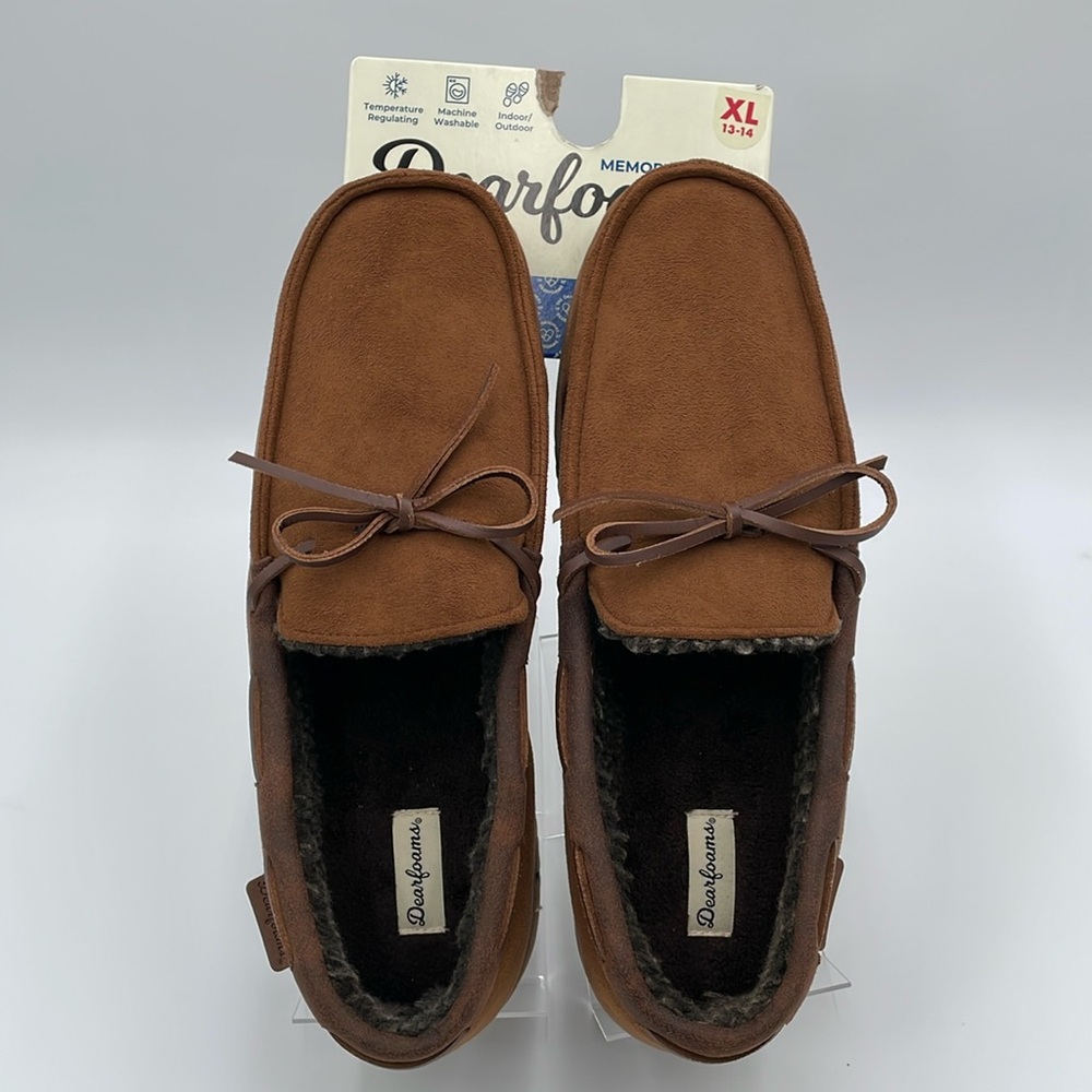 Dearfoams Chestnut Memory Foam Slippers Indoor Outdoor Sole Christmas‎ XL